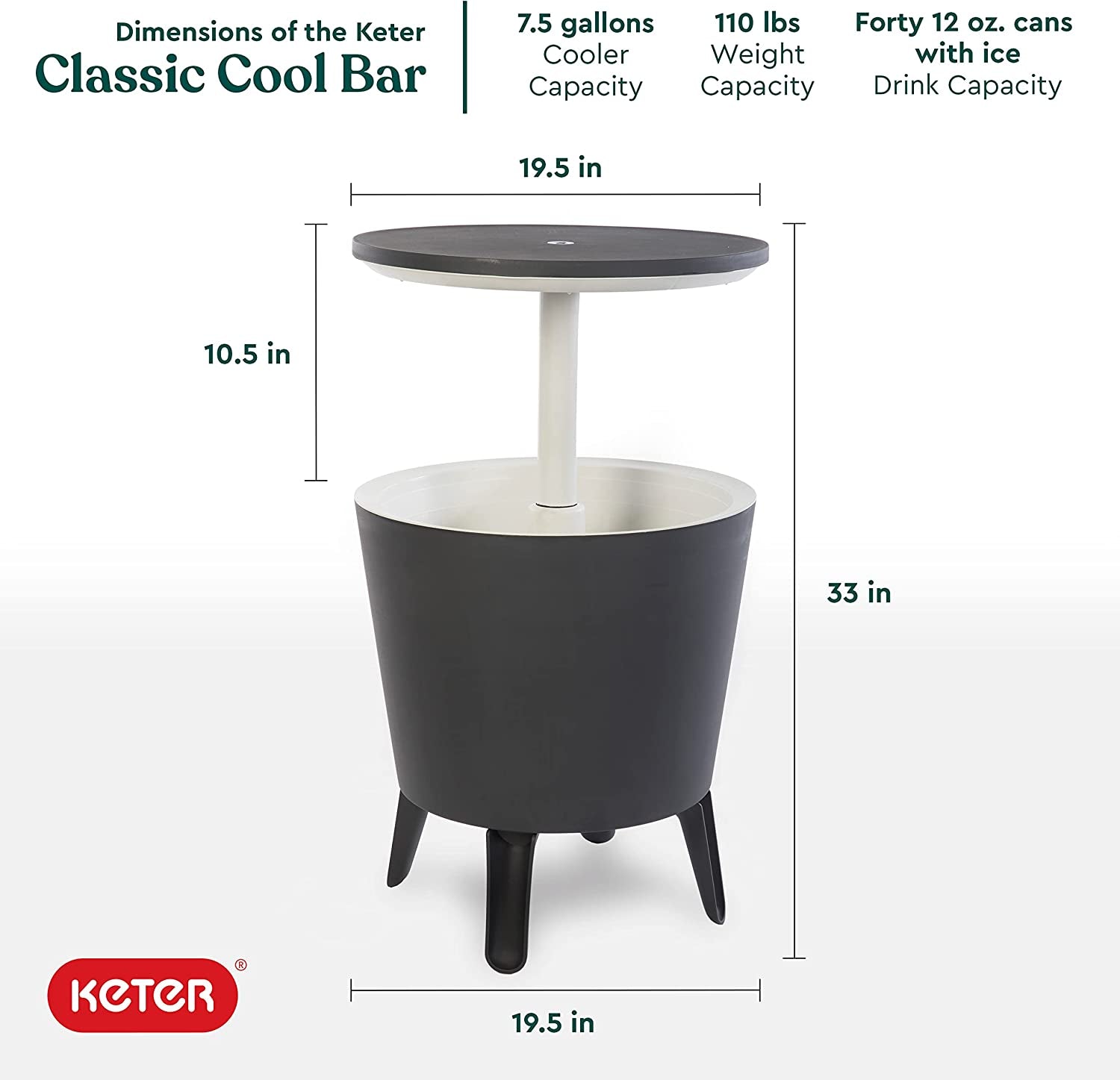 Chill in Style: Dark Grey Outdoor Patio Furniture with 7.5 Gallon Beer & Wine Cooler - Perfect for Parties and Relaxation!