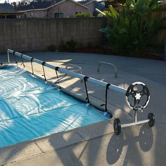 18 Ft Pool Cover Reel Set Aluminum In-ground Swimming Solar Cover Reel
