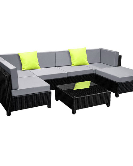 NNEDSZ 7PC Sofa Set Outdoor Furniture Lounge Setting Wicker Couches Garden Patio Pool