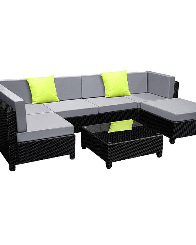 NNEDSZ 7PC Sofa Set Outdoor Furniture Lounge Setting Wicker Couches Garden Patio Pool