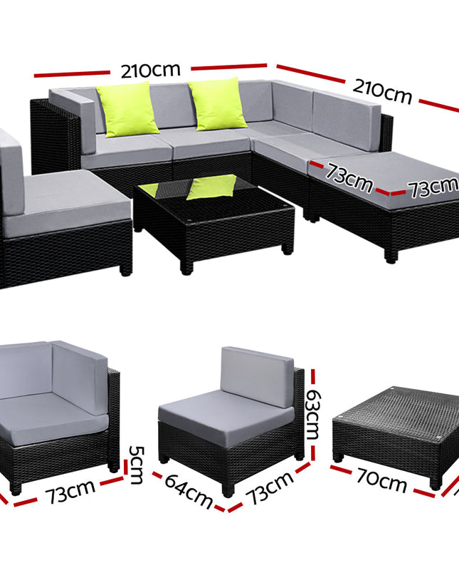 NNEDSZ 7PC Sofa Set Outdoor Furniture Lounge Setting Wicker Couches Garden Patio Pool