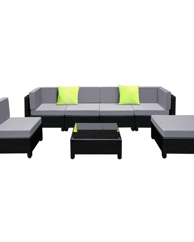 NNEDSZ 7PC Sofa Set Outdoor Furniture Lounge Setting Wicker Couches Garden Patio Pool