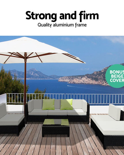 NNEDSZ 7PC Sofa Set Outdoor Furniture Lounge Setting Wicker Couches Garden Patio Pool