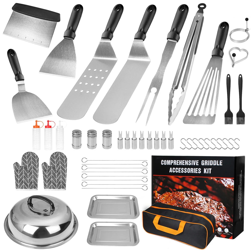 132PCS Outdoor BBQ and Camping Compatible with Blackstone and Camp Chef Griddles Teppanyaki Griddle Accessories Kit