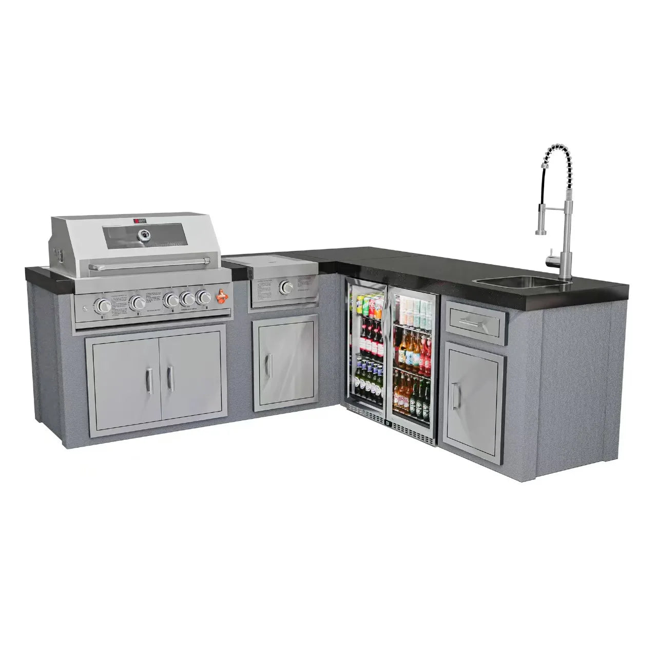 Marble Kitchen Countertop With Modular Oven Stove Cabinet Body Including Single and Double Doors for Outdoor BBQ Grills