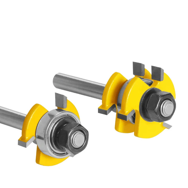2 Pieces Tongue and Groove Router Bit Set 3 Teeth Adjustable T Shape Wood Carbide Milling Cutter  Router Table