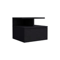 12\" Black Teak Solid Wood One-Drawer Floating Nightstand Modern Luxury Minimalist Design Foldable for Apartment or Home Use