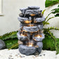 Cascading Serenity Fountain | 6-Tier Outdoor Water Fountain with LED Lights