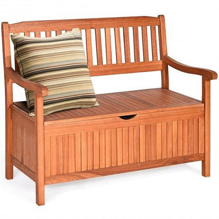33 Gallon Wooden Storage Bench with Liner for Patio Garden Porch