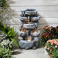 Cascading Serenity Fountain | 6-Tier Outdoor Water Fountain with LED Lights
