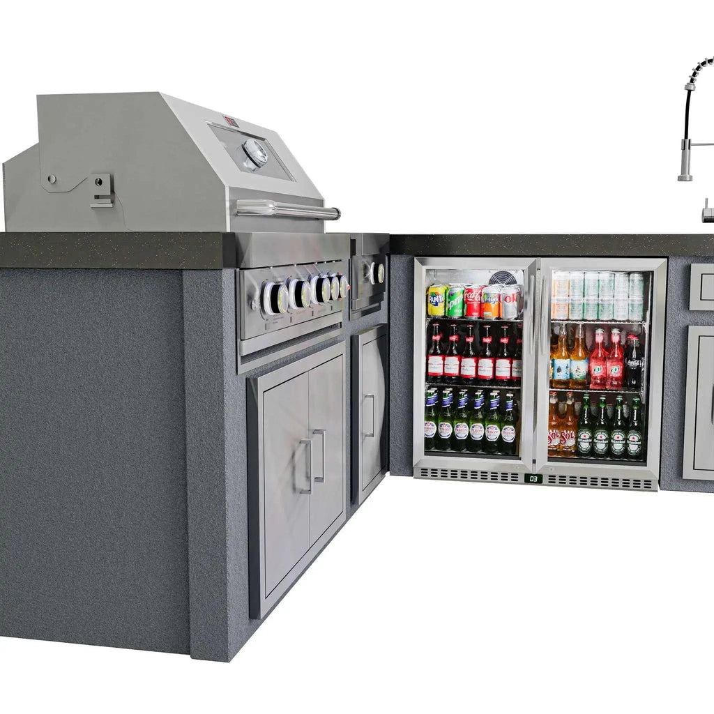 Marble Kitchen Countertop With Modular Oven Stove Cabinet Body Including Single and Double Doors for Outdoor BBQ Grills