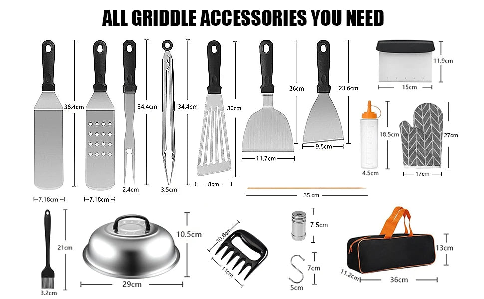 132PCS Outdoor BBQ and Camping Compatible with Blackstone and Camp Chef Griddles Teppanyaki Griddle Accessories Kit