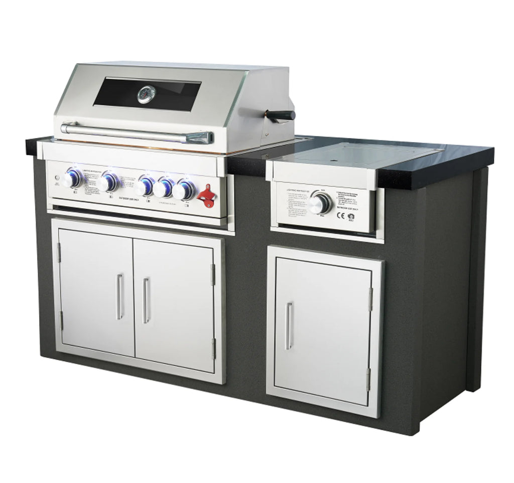 Marble Kitchen Countertop With Modular Oven Stove Cabinet Body Including Single and Double Doors for Outdoor BBQ Grills