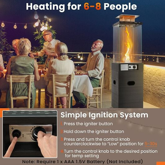 40000 BTU Patio Heater Outdoor Propane Gas Heater with Cover and Wheels-Black