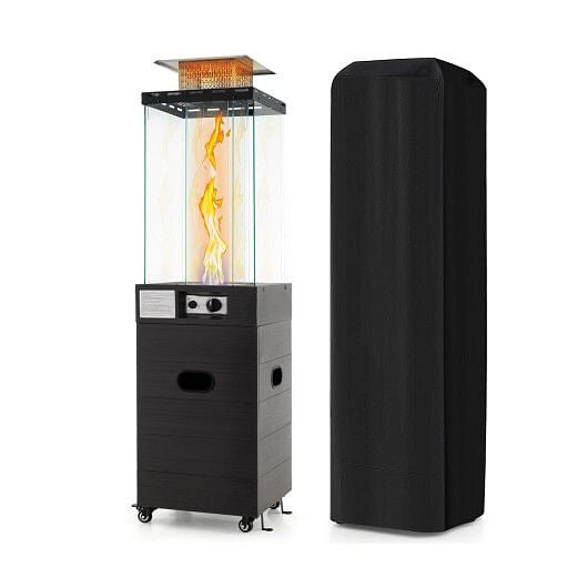 40000 BTU Patio Heater Outdoor Propane Gas Heater with Cover and Wheels-Black