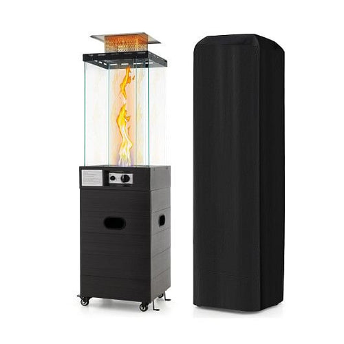 40000 BTU Patio Heater Outdoor Propane Gas Heater with Cover and Wheels-Black