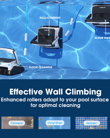 NNEMB Grampus 800 Robotic Pool Cleaner, Automatic Vacuum with Quick Clean, Wall Climbing Capability, Powerful Triple Motors, Large Filter Baskets, Ideal for Large In-Ground Pools