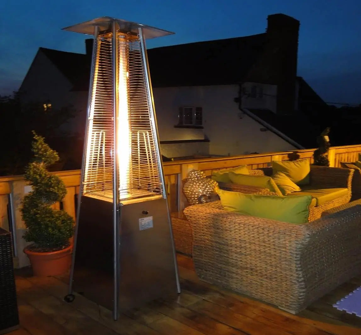2024 new outdoor stainless steel gas patio heater tower cover glass tube pyramid patio heater