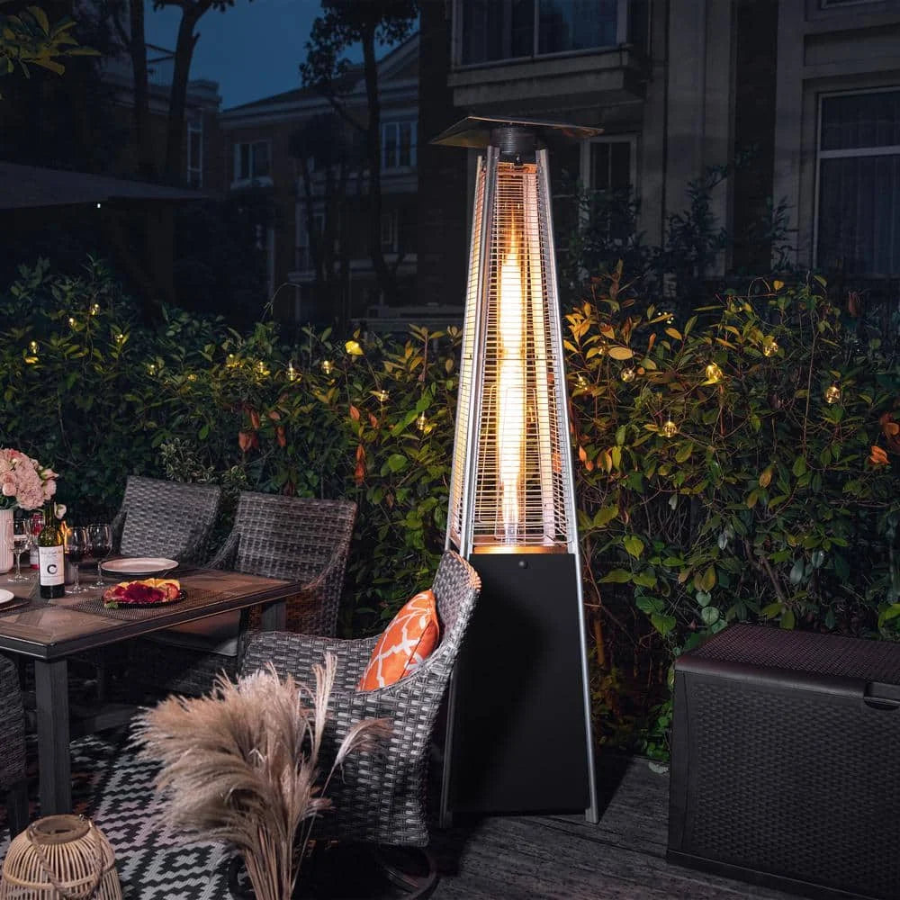 2024 new outdoor stainless steel gas patio heater tower cover glass tube pyramid patio heater