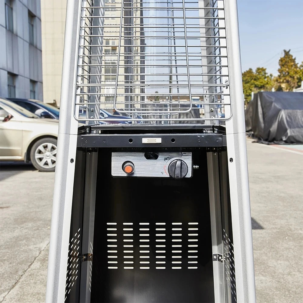 2024 new outdoor stainless steel gas patio heater tower cover glass tube pyramid patio heater