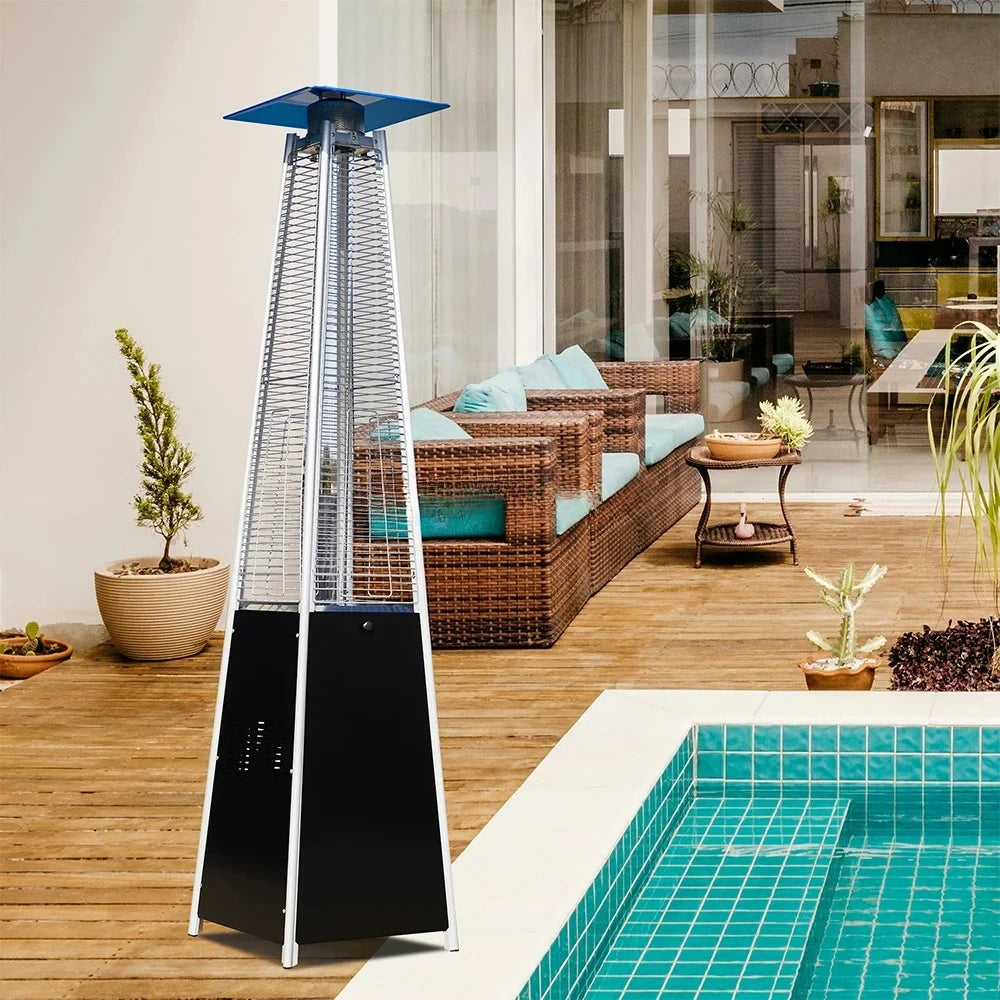 2024 new outdoor stainless steel gas patio heater tower cover glass tube pyramid patio heater
