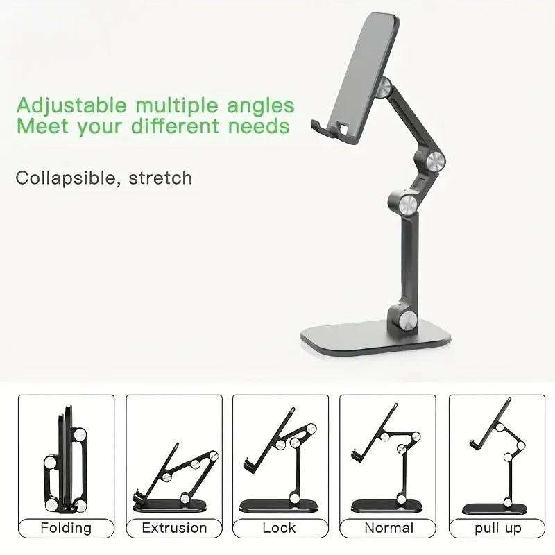Adjustable Foldable Desktop Phone & Tablet Stand with a Universal Multi-Angle Cradle for iPhone, iPad, & Samsung
