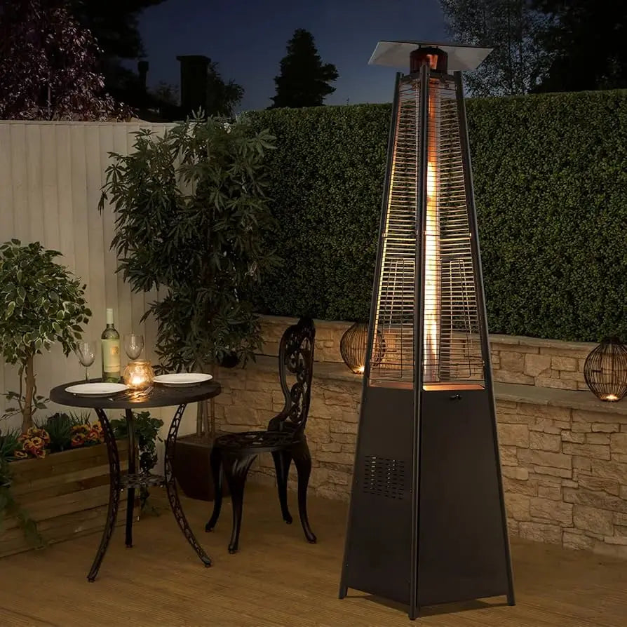 2024 new outdoor stainless steel gas patio heater tower cover glass tube pyramid patio heater
