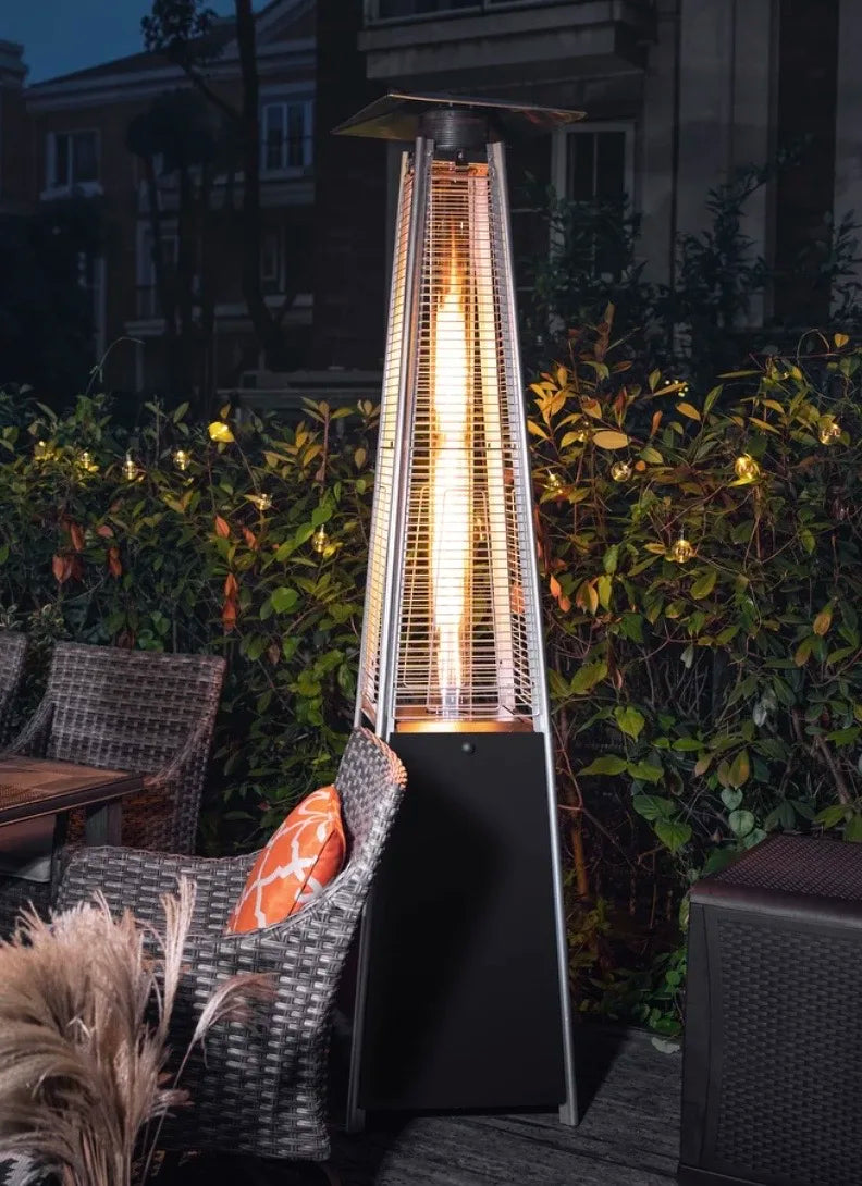 2024 new outdoor stainless steel gas patio heater tower cover glass tube pyramid patio heater
