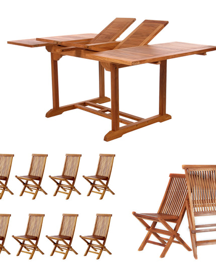 9-Piece Butterfly Extension Table Folding Chair Set