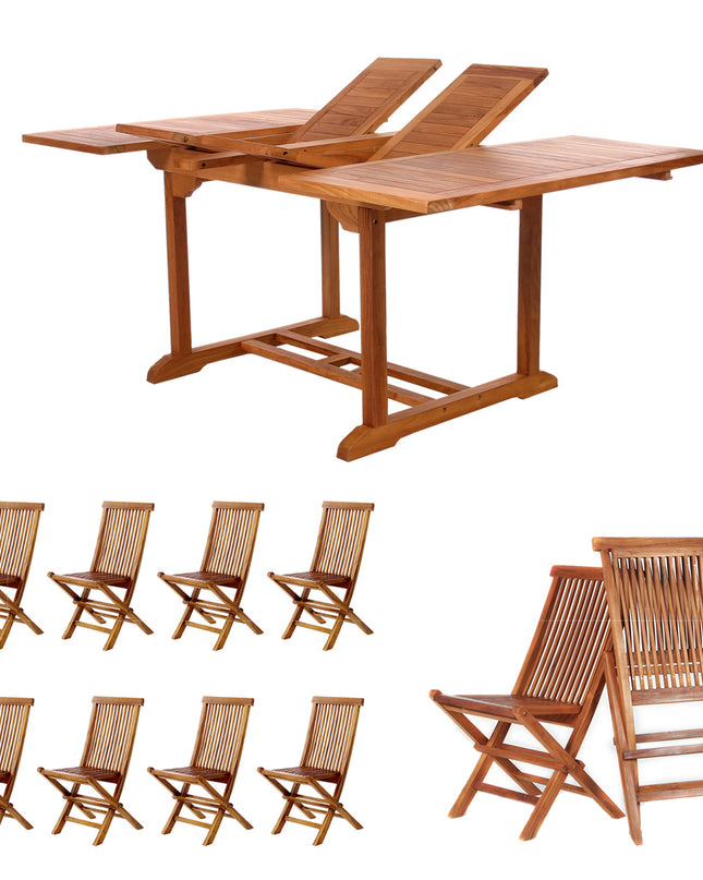 9-Piece Butterfly Extension Table Folding Chair Set