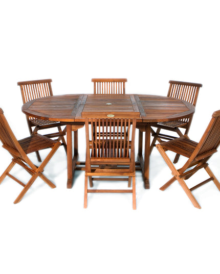 7-Piece Oval Extension Table Folding Chair Set