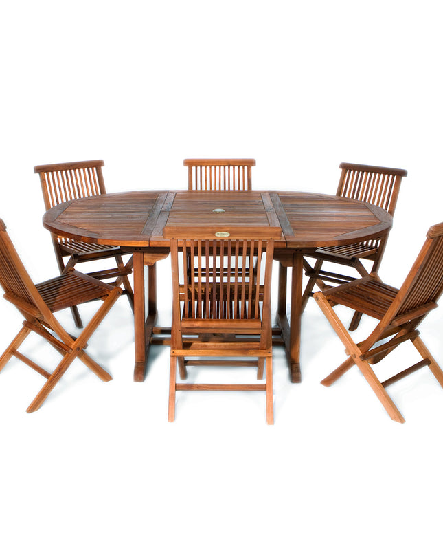 7-Piece Oval Extension Table Folding Chair Set