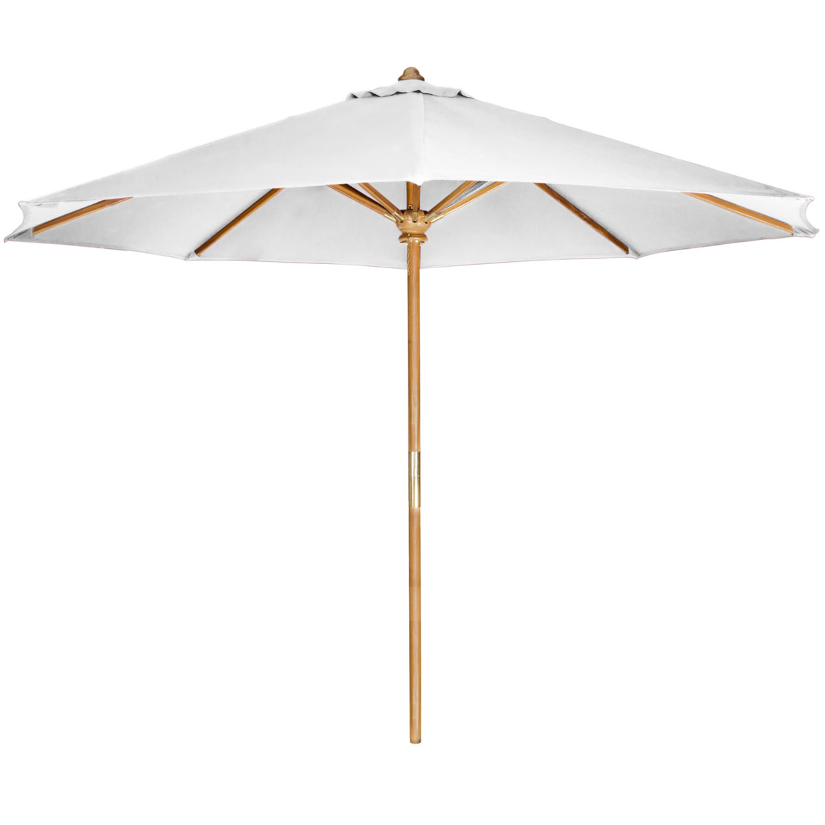10-ft Teak Market Umbrella with White Canopy