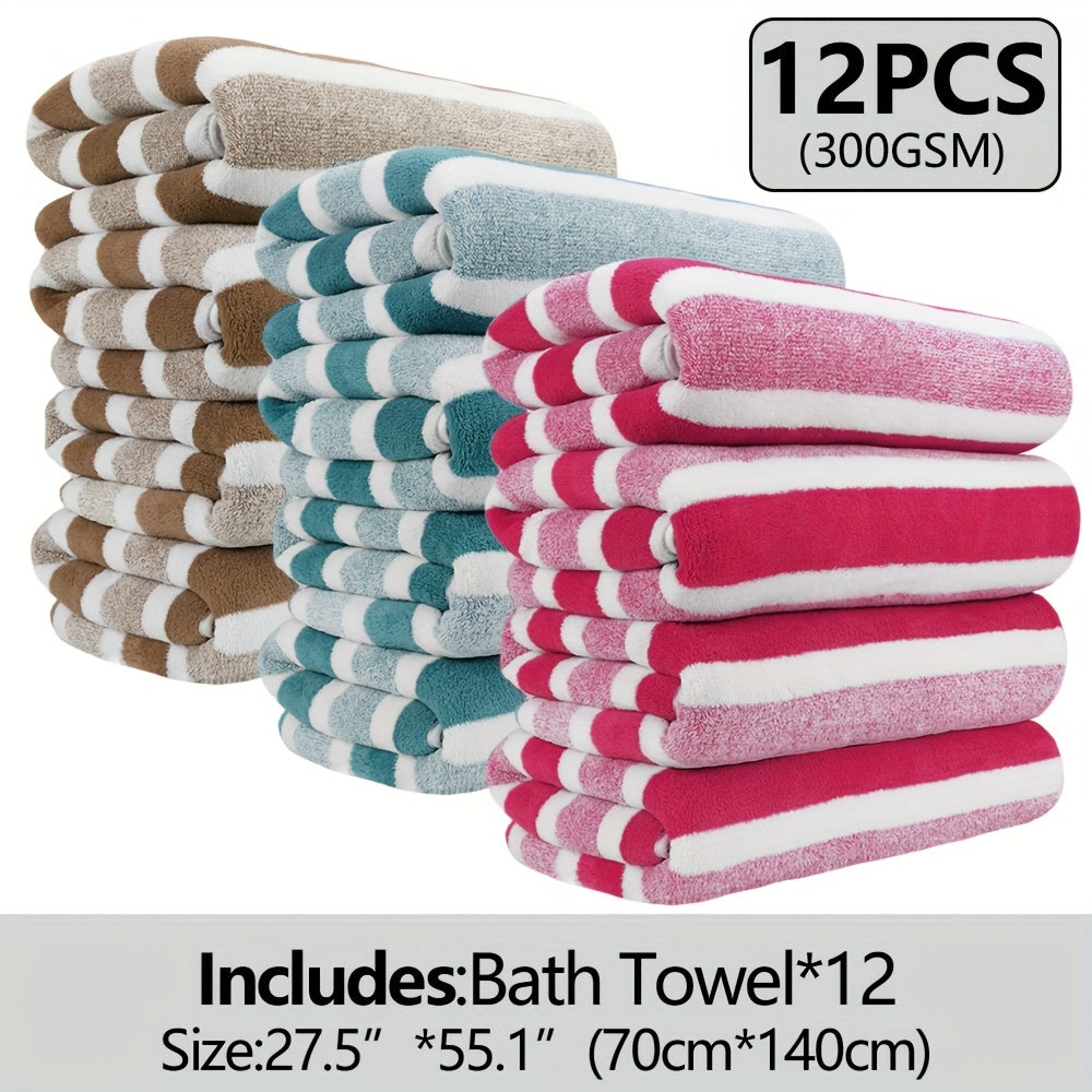 12pcs/ 8pcs/ 4pcs Bath Sheet, Extra Large Coral Fleece Bath Sheet, Large Bath Towels, Ultra-lightweight, Blazing Quick-Dry, Incredibly Absorbent, for Home, Gym, Pool, Spa 55.12*27.56ln Father's Day Gift, Valentine's Day Gift,