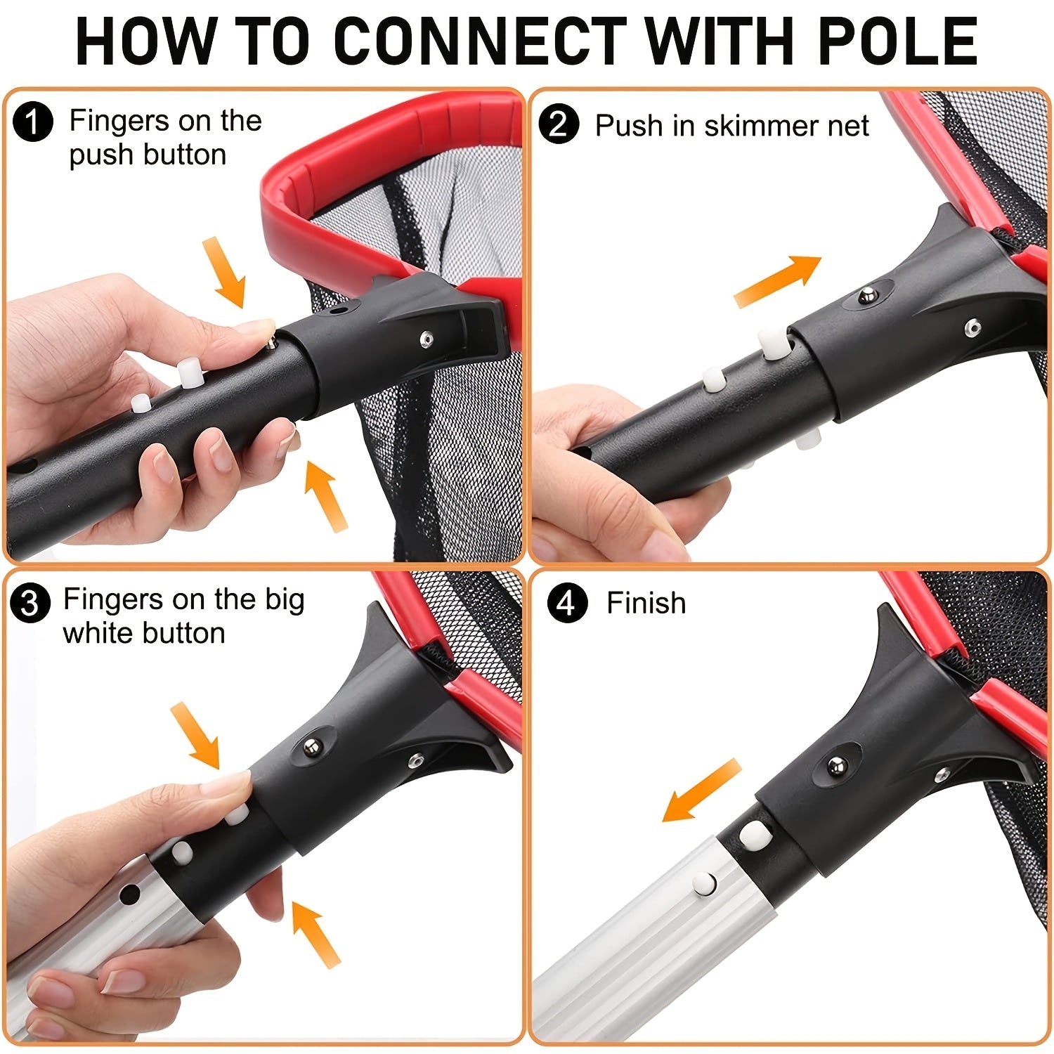 [Removable Mesh Pool Debris Net] Heavy-Duty Pool Cleaning Net with Durable Aluminum Frame - Removable, Reinforced Mesh for Leaves & Debris Pickup