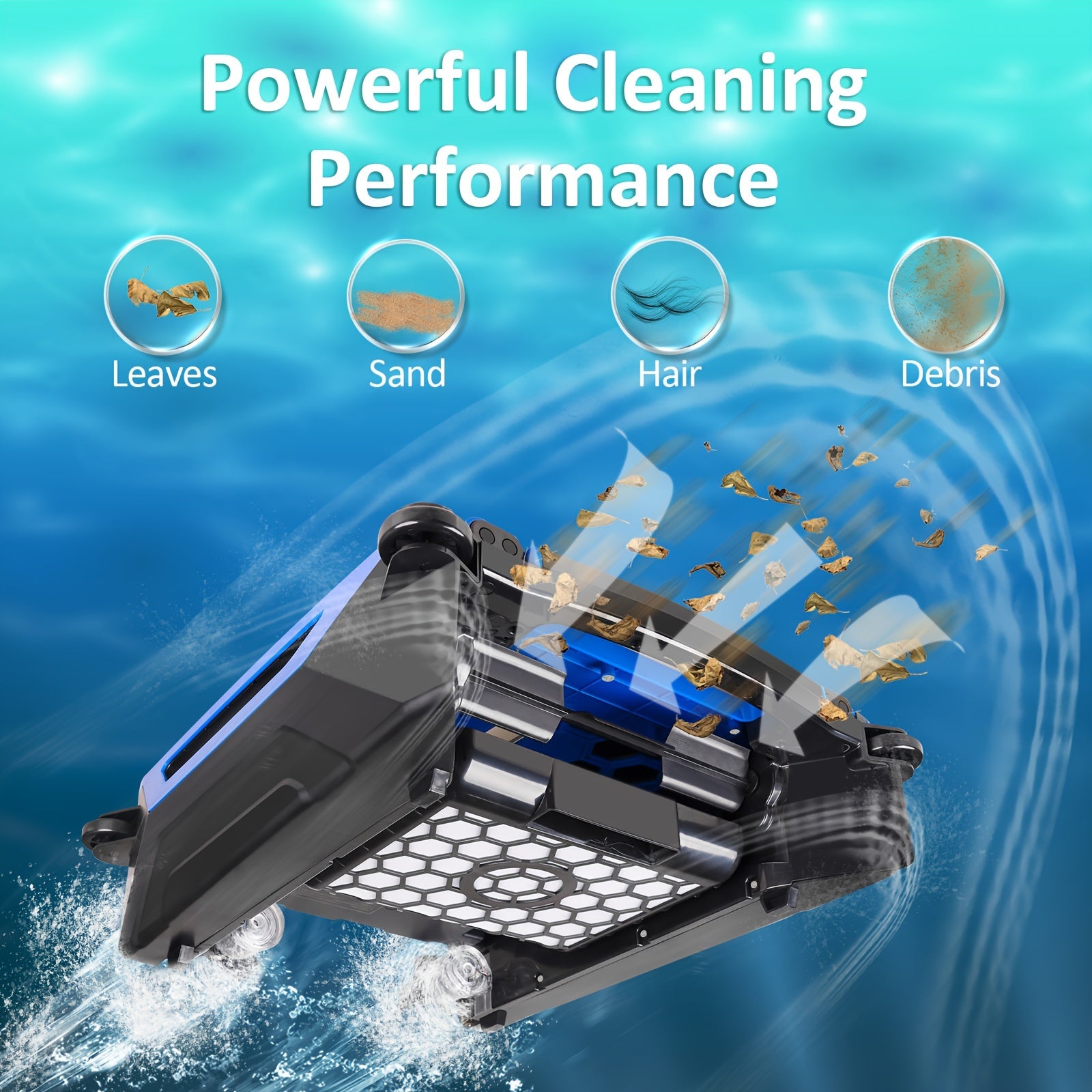 [Fast Arrival] Nichro Advanced Robotic Pool Skimmer - Robotic Pool Cleaners with Solar & Rechargeable Power, 2 Efficient Cleaning Modes, Automatic Obstacle Avoidance, Twin Salt Chlorine Tolerant Motors for Sparkling Clean Poo