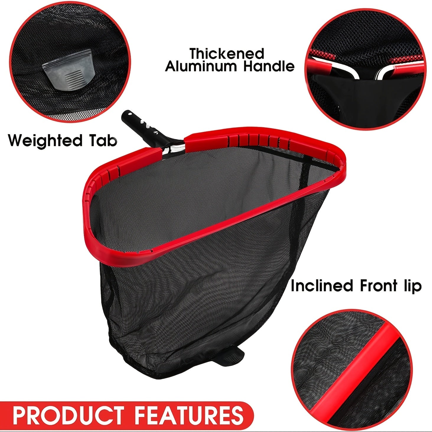 [Removable Mesh Pool Debris Net] Heavy-Duty Pool Cleaning Net with Durable Aluminum Frame - Removable, Reinforced Mesh for Leaves & Debris Pickup