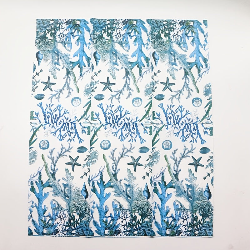 20pcs Blue Starfish & Coral Guest Napkins - Tropical Ocean Beach Theme Paper Towels for Weddings, Birthdays, Pool Parties & More