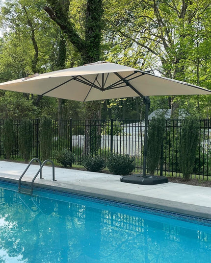 9' X 11.5' Patio Umbrella Outdoor Cantilever Rectangle Umbrella Aluminum Offset Umbrella with 360-Degree Rotation for Garden Deck Pool Patio, Beige