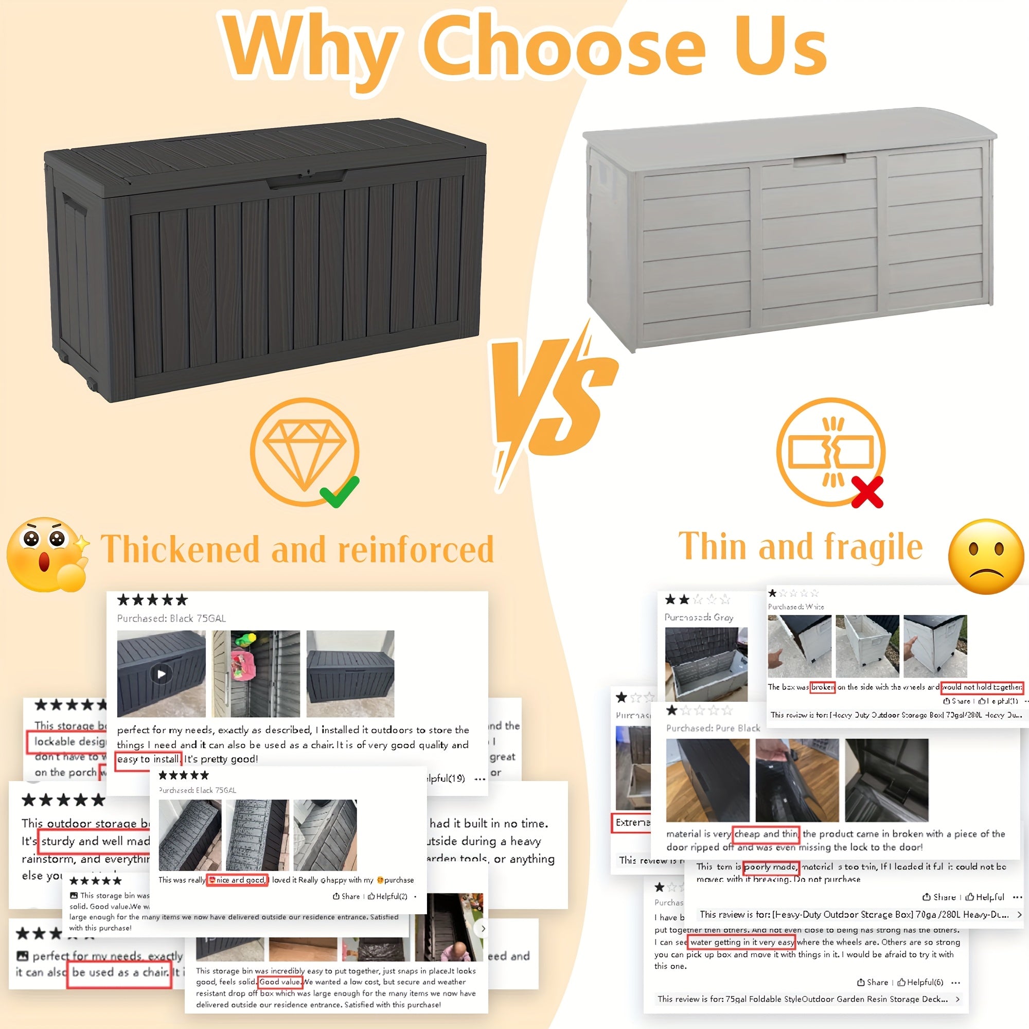 75Gallon Deck Box Outdoor Storage Box, Weatherproof And UV Resistant, Resin Package Delivery And Storage Box With Lockable Lid For Patio Furniture Cushions, Pool Accessories, Garden Tools, Valentines Decorations For Valentine