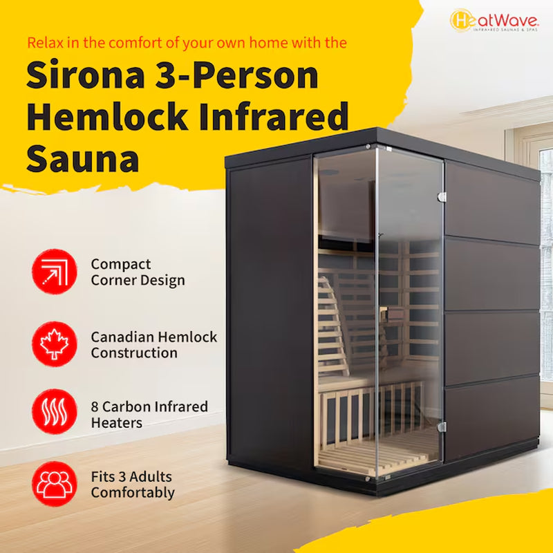75-In H X 59-In W X 41.3-In D Hemlock Fir Wood Infrared Sauna