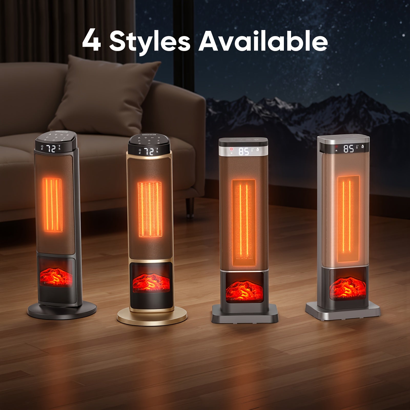 1500W Portable Electric Space Heater with Remote & Smart Thermostat, 24" Fast, Overheat/Tip-Over Protection, 4 Modes (HI//ECO/AUTO), 12H Timer, Infrared for Large Rooms, Bedrooms, Offices - -Efficient Vertical Heater