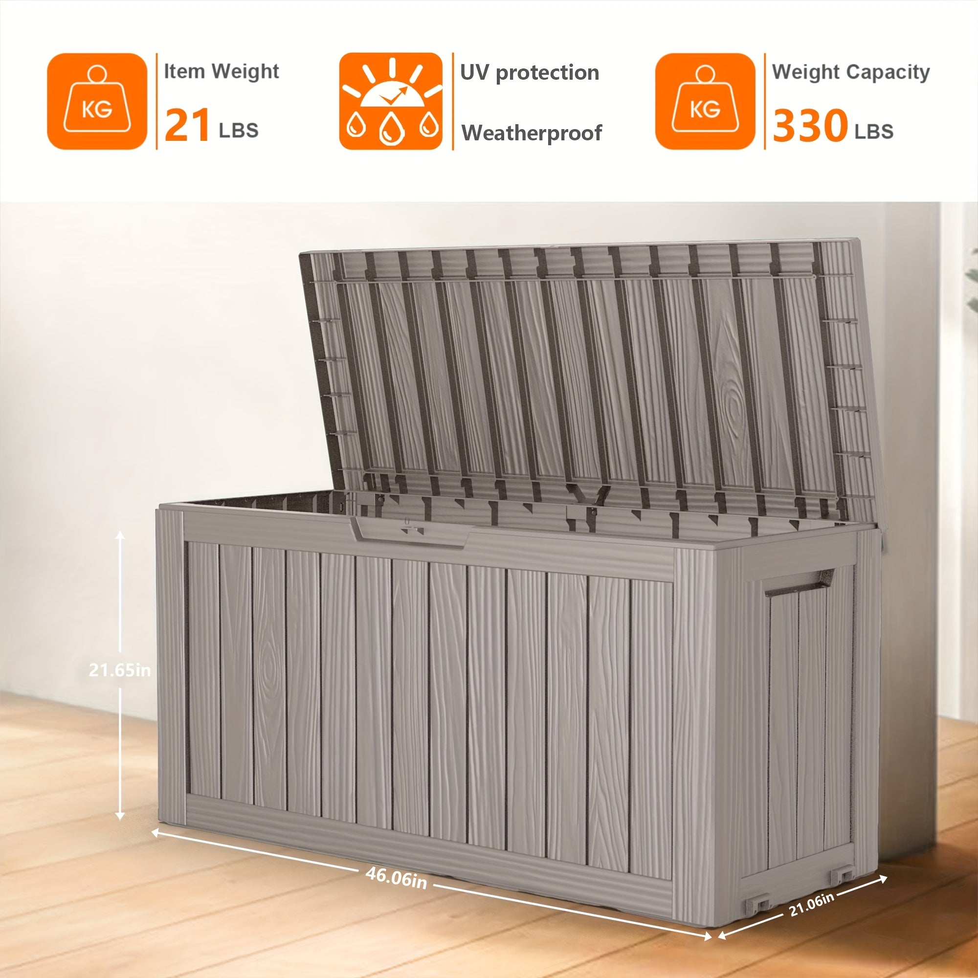 80 Gallon Large Resin Deck Box, Outdoor Lockable Storage Box with Divider for Patio Cushions Storage Furniture, Pool Supplies, Garden Tools, Weatherproof and UV Resistant, Box,Cabinet,Rack for Outdoor Storage