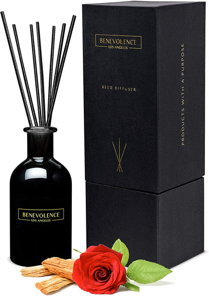 Aromatherapy Reed Diffuser Set in Rose & Sandalwood - Elegant Home Fragrance with Gift Box for Bath and Décor