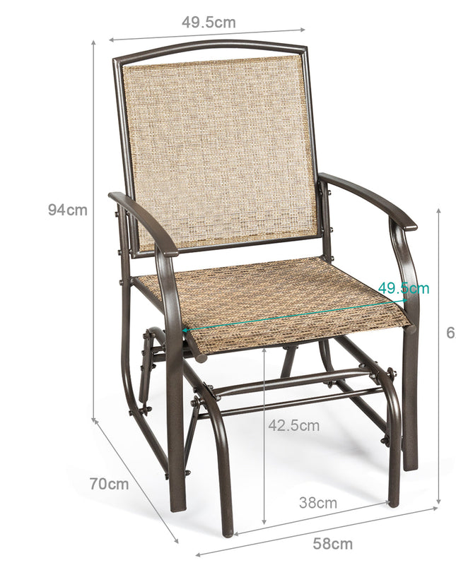 NNECW 2 Pieces Outdoor Single Glider Chair with Steel Frame for Pool Patio