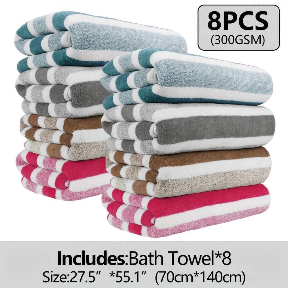 12pcs/ 8pcs/ 4pcs Bath Sheet, Extra Large Coral Fleece Bath Sheet, Large Bath Towels, Ultra-lightweight, Blazing Quick-Dry, Incredibly Absorbent, for Home, Gym, Pool, Spa 55.12*27.56ln Father's Day Gift, Valentine's Day Gift,