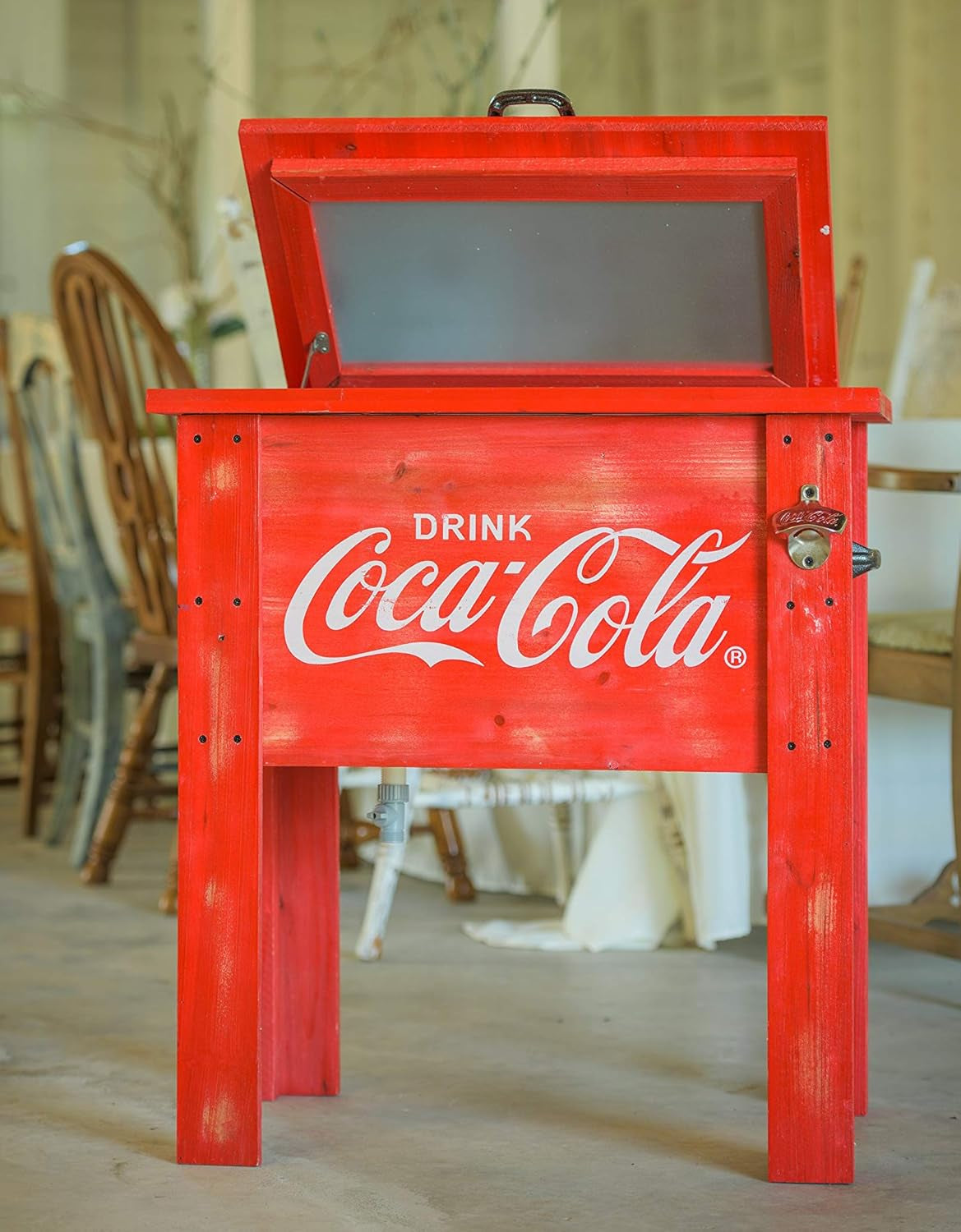 Chill in Style with the Retro Coca Cola Vintage Cooler - 54 Quarts of Refreshing Fun in Classic Red!