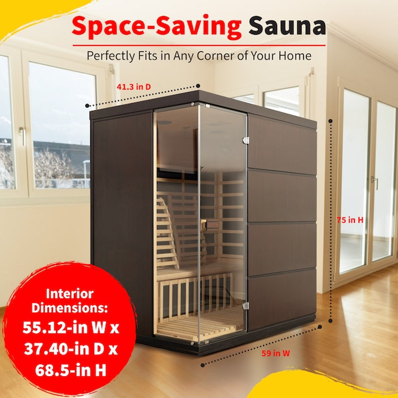75-In H X 59-In W X 41.3-In D Hemlock Fir Wood Infrared Sauna