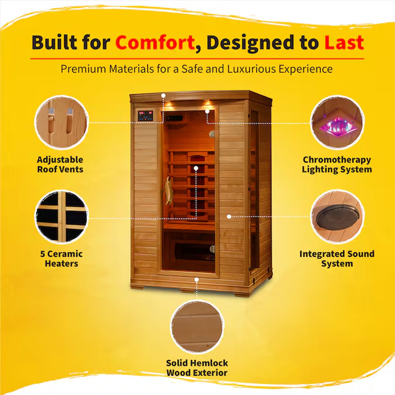 75-In H X 47.75-In W X 39.25-In D Hemlock Fir Wood Infrared Sauna