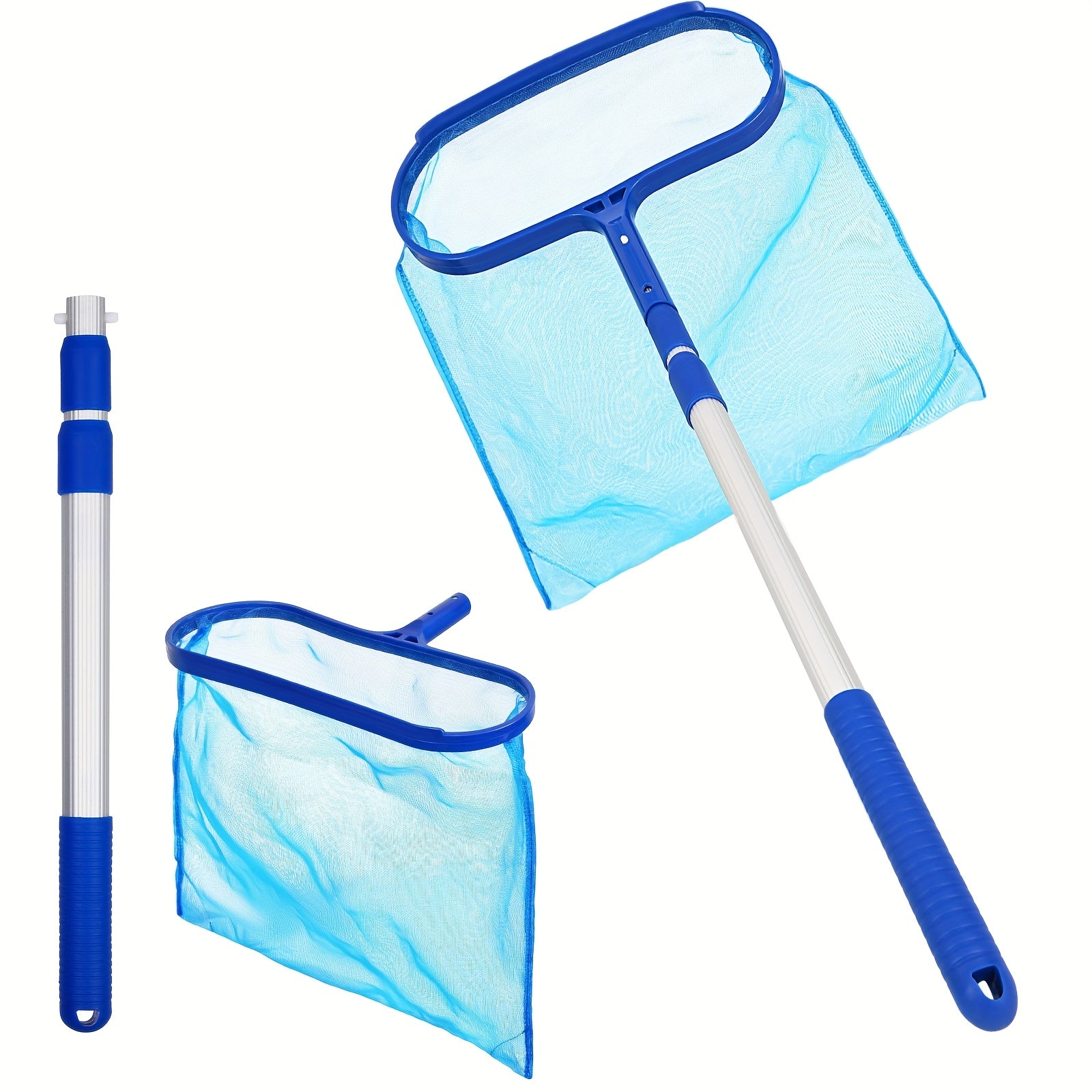Pool Skimmer Pool Net Set, Pool Cleaning Tools Flat And Deep Skimmer Net Set, with 17"-40" Telescopic Pole, 1pc/2pcs Skimmer Nets with Aluminum Telescopic Pole, Pool Skimmer for Swimming Pool, Fish Tank, Ponds, River, Fountai